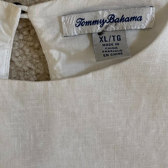 SOLD π2X HPπTommy Bahama Women's Cirque De Palm White Linen Shift Dress Sz XL - Picture 5 of 14
